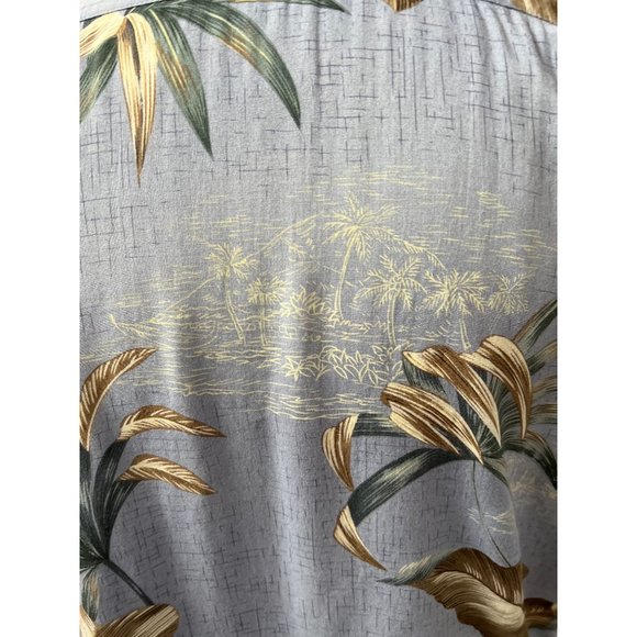 Campia Moda Vintage Tropical Hawaiian Leaf Shirt Size Large Blue Rayon - Picture 5 of 16